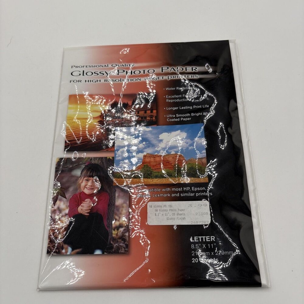 Canon Hp Epson Lexmark PHOTO PAPER 20 Glossy Sheets (8.5 x 11) **NEW SEALED**